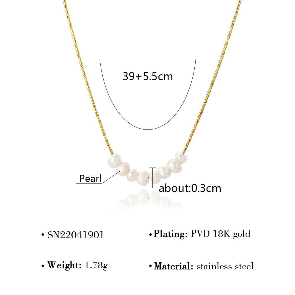 Delicate Freshwater Pearl Gold Chain Necklace