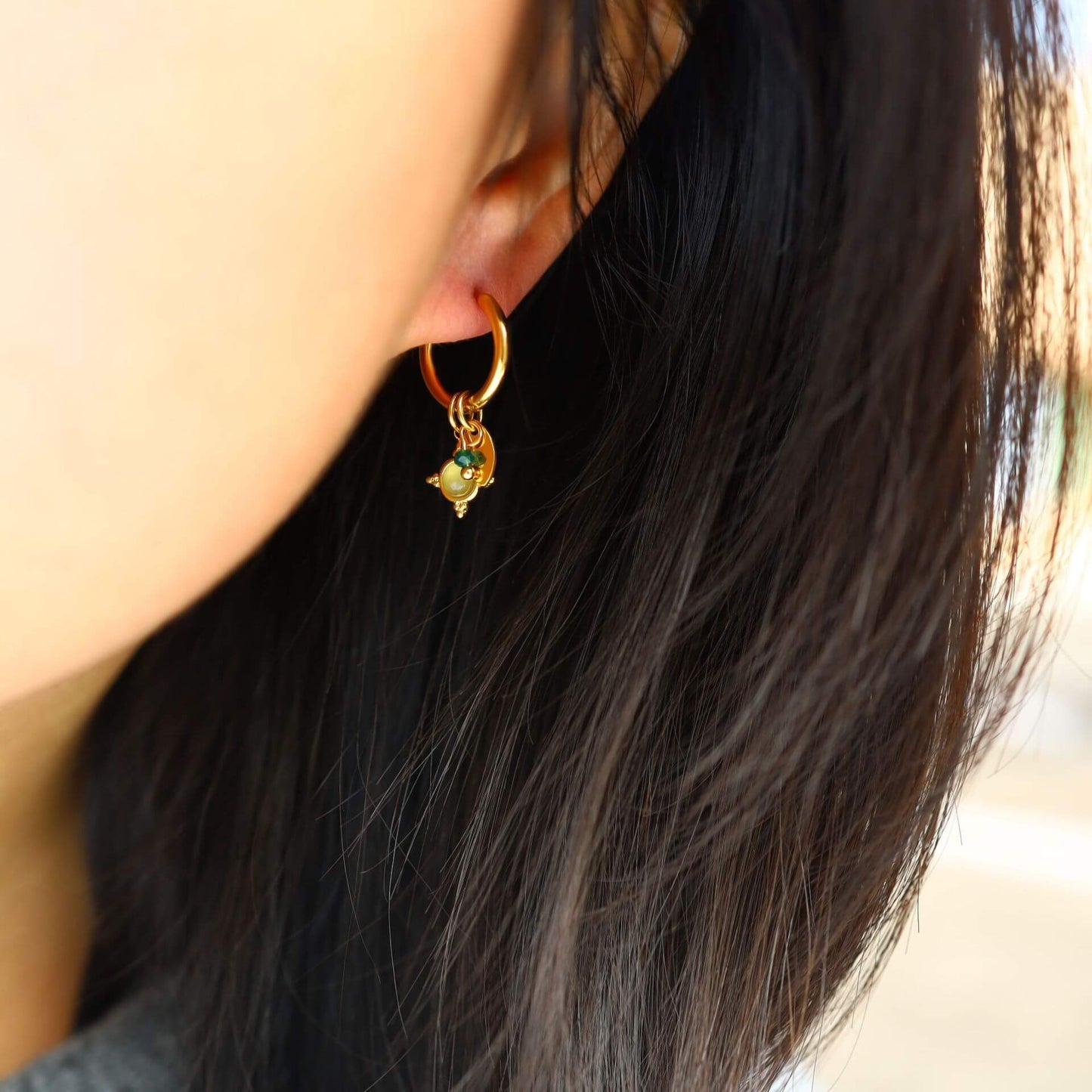 Celadon Celestial Starburst Hoop Earrings