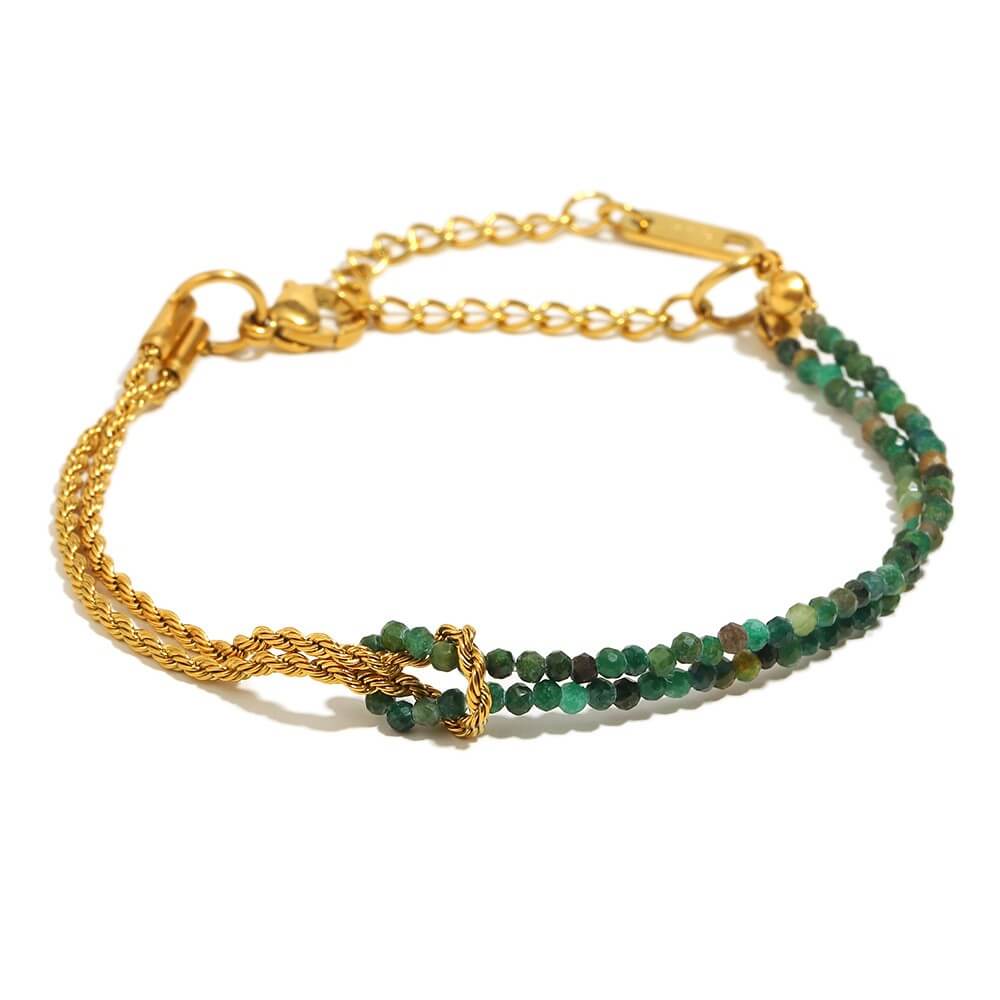 Boho Natural Gemstone Beaded Rope Chain Bracelet