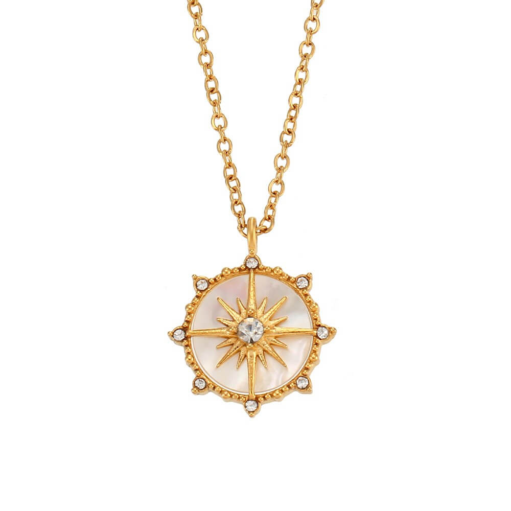 North Star Shell Coin Pendant Necklace