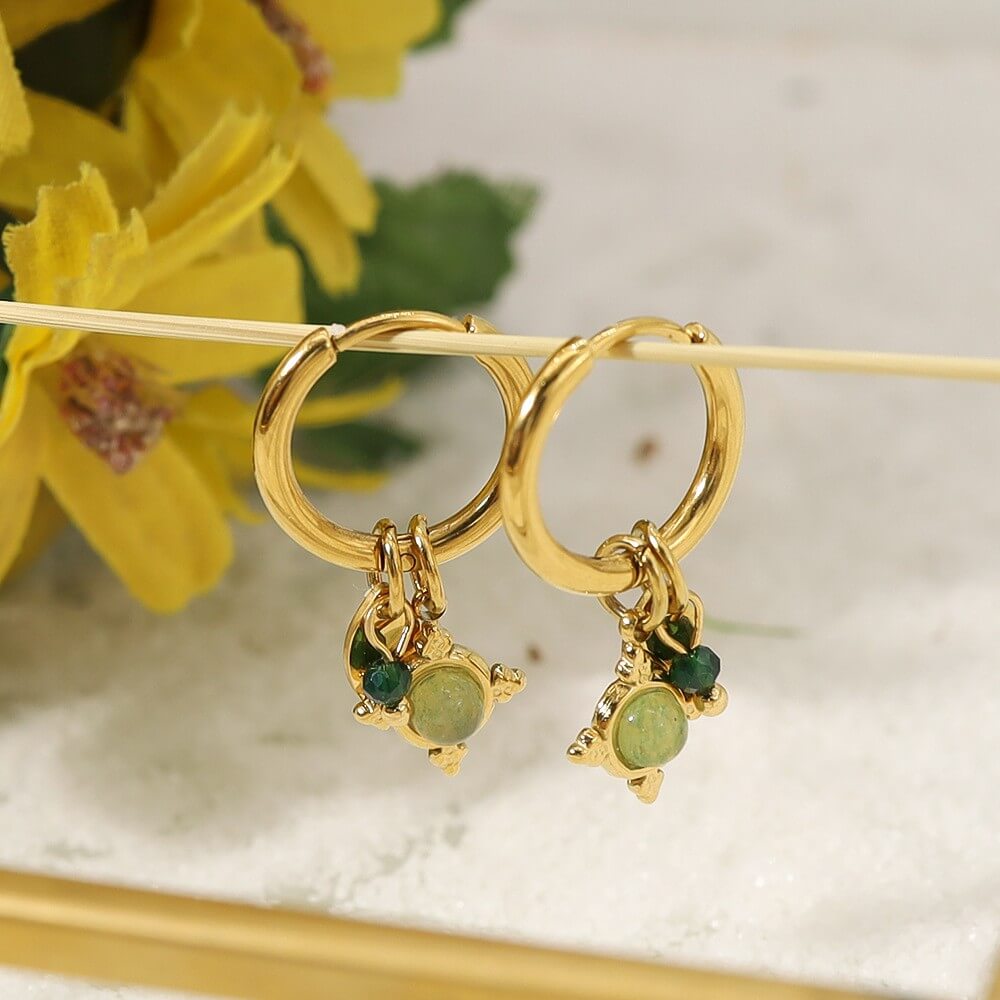 Celadon Celestial Starburst Hoop Earrings