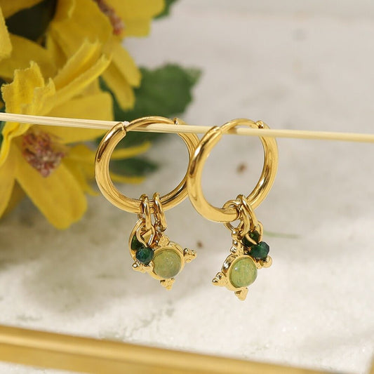 Celadon Celestial Starburst Hoop Earrings