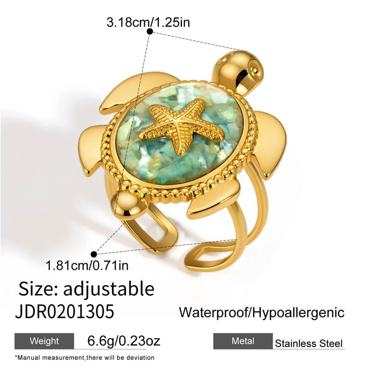 Ocean World Drip Glaze Gold Open Ring