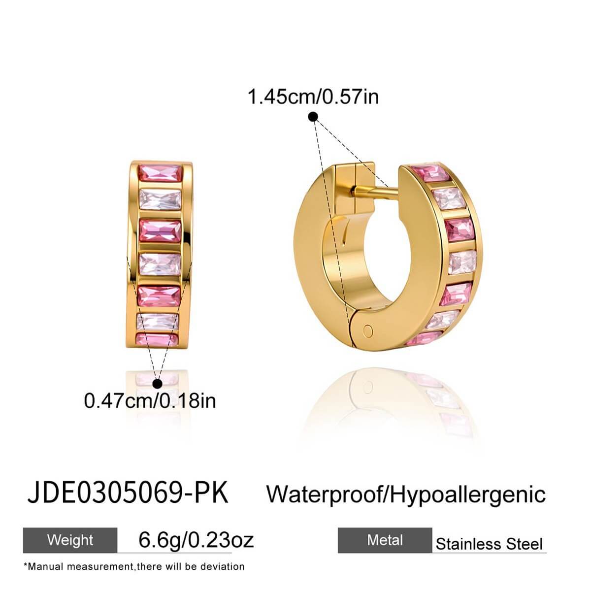 Baguette Crystal Chunky Huggie Earrings