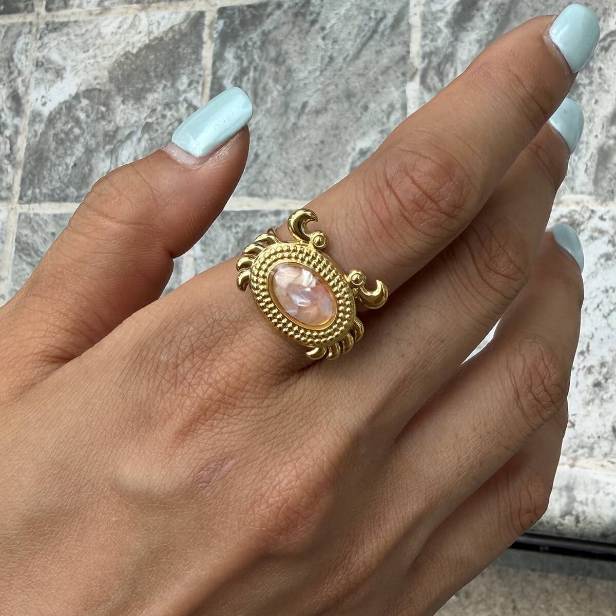 Ocean World Drip Glaze Gold Open Ring