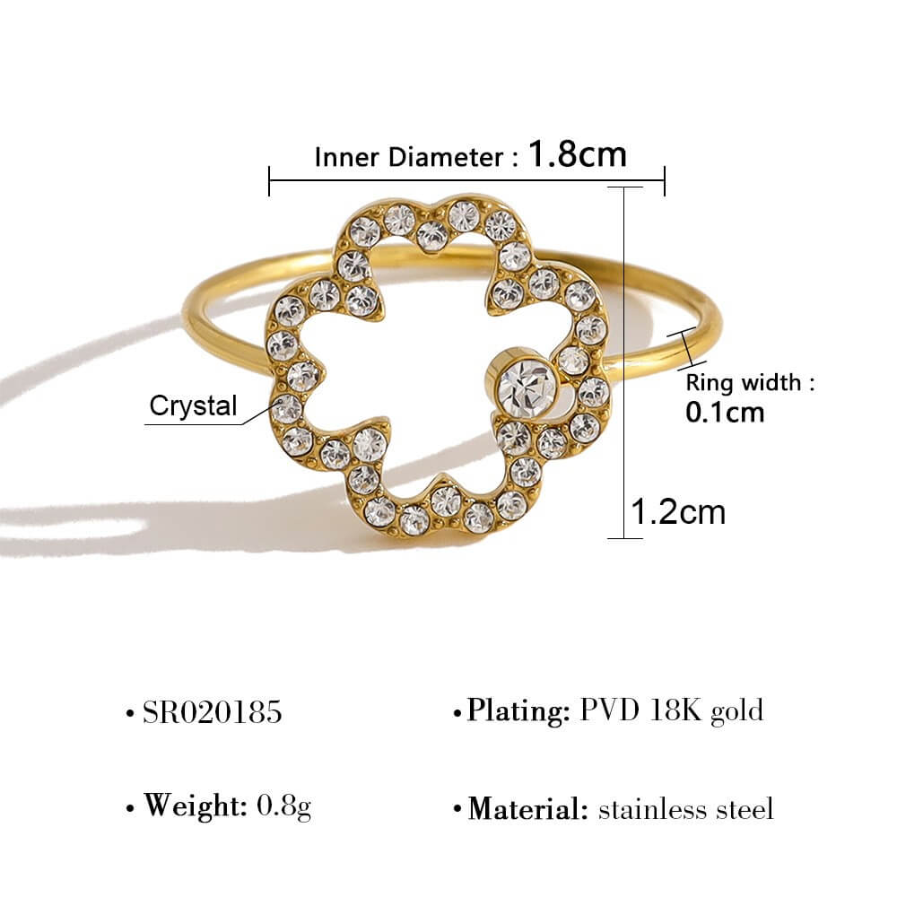 Delicate Crystal Charm Open Ring