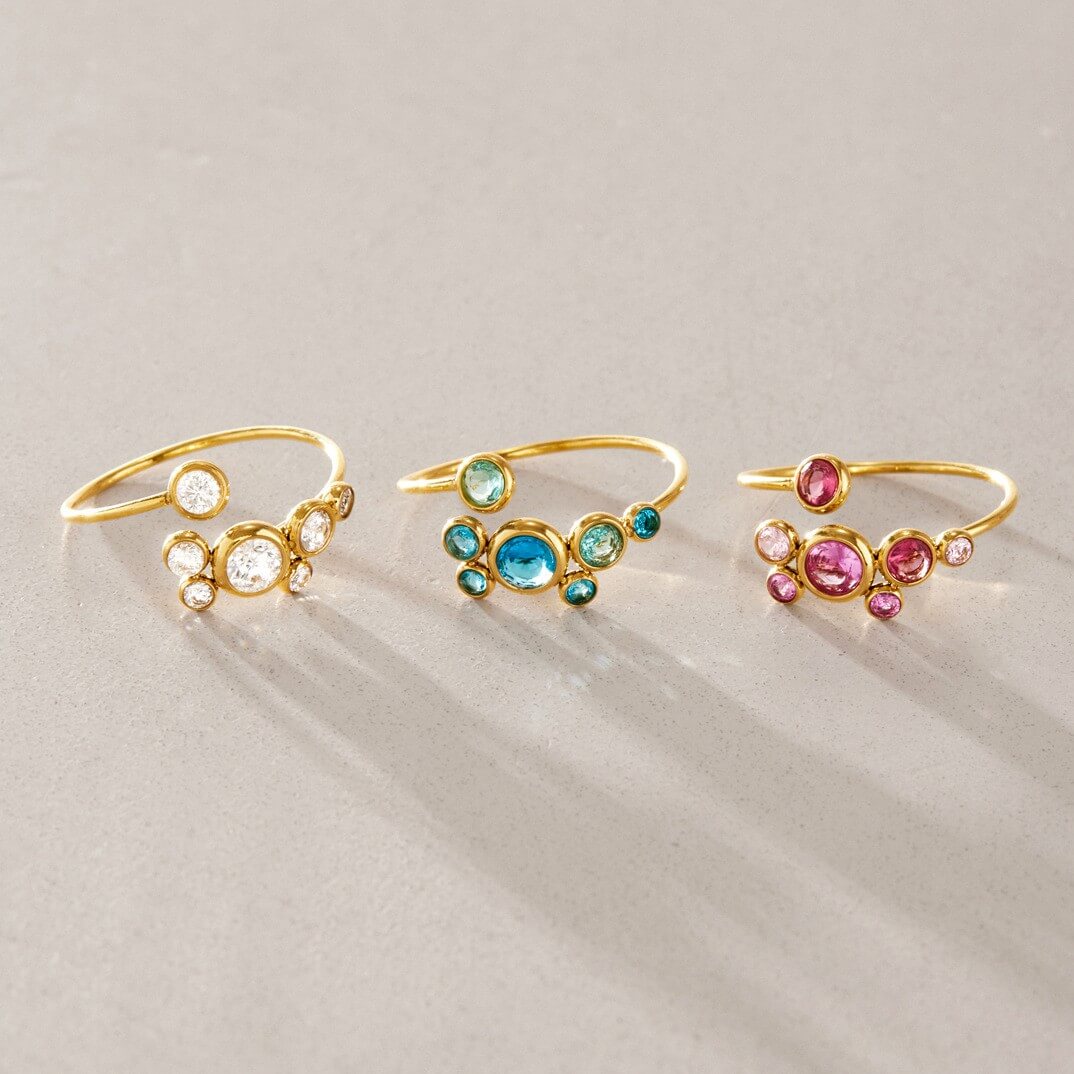 18K Gold Plated CZ Bubble Cluster Ring