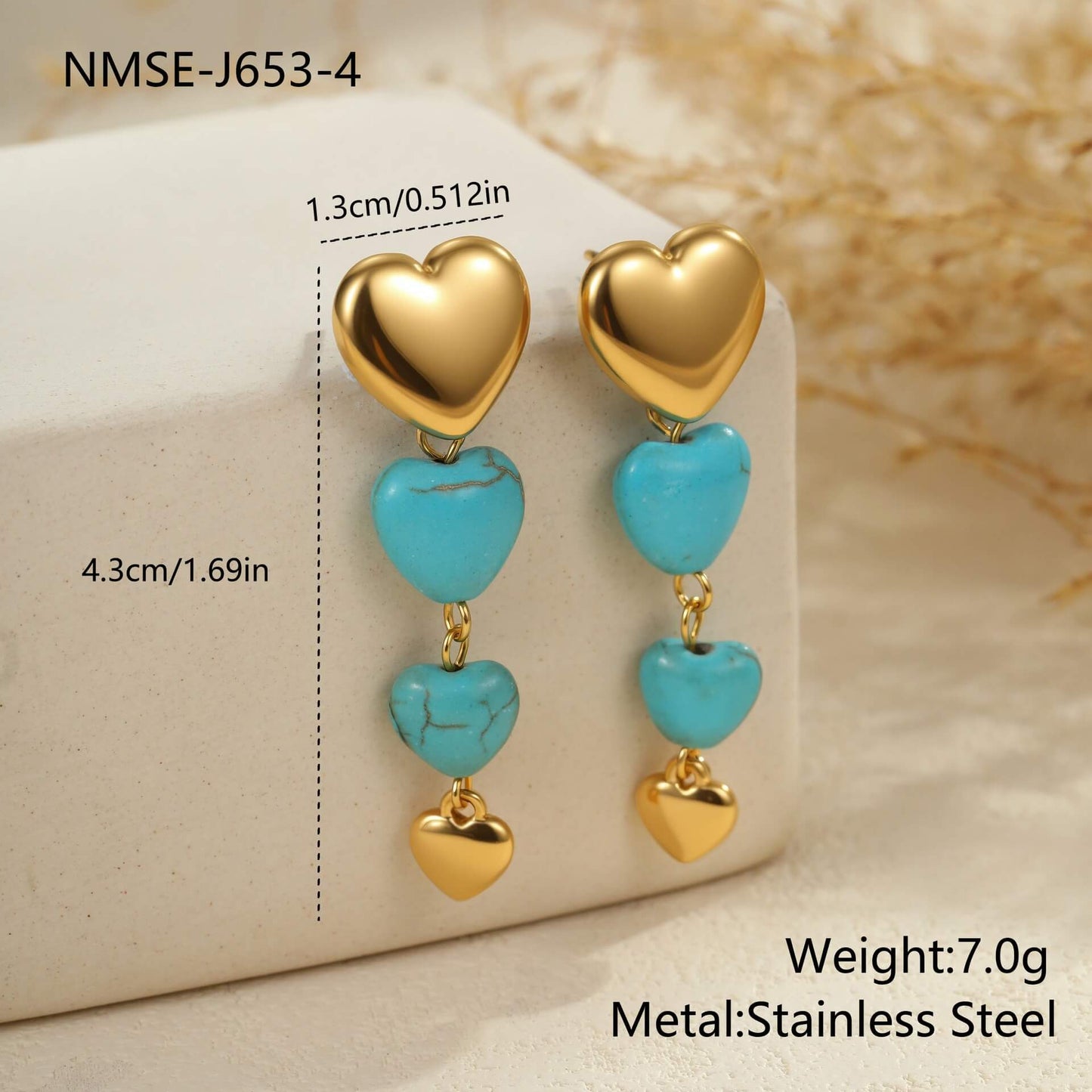 Gold Turquoise Dangle Earrings