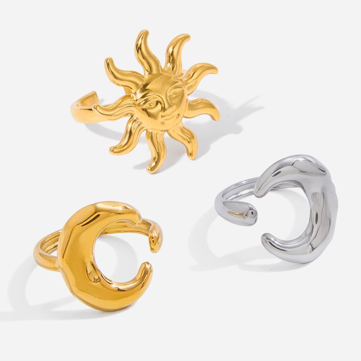 Waterproof Celestial Sun Moon Rings