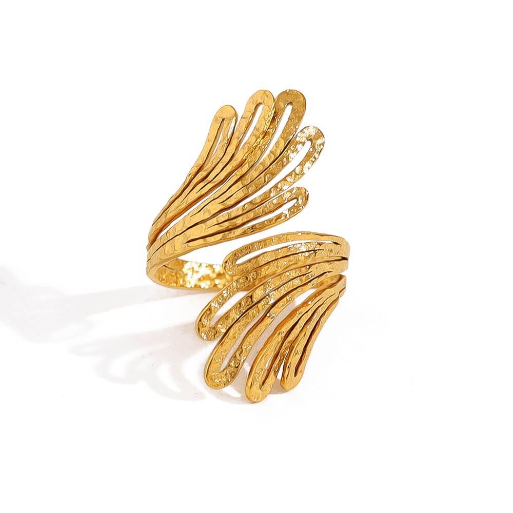 Chunky Hammered Wave Open Ring