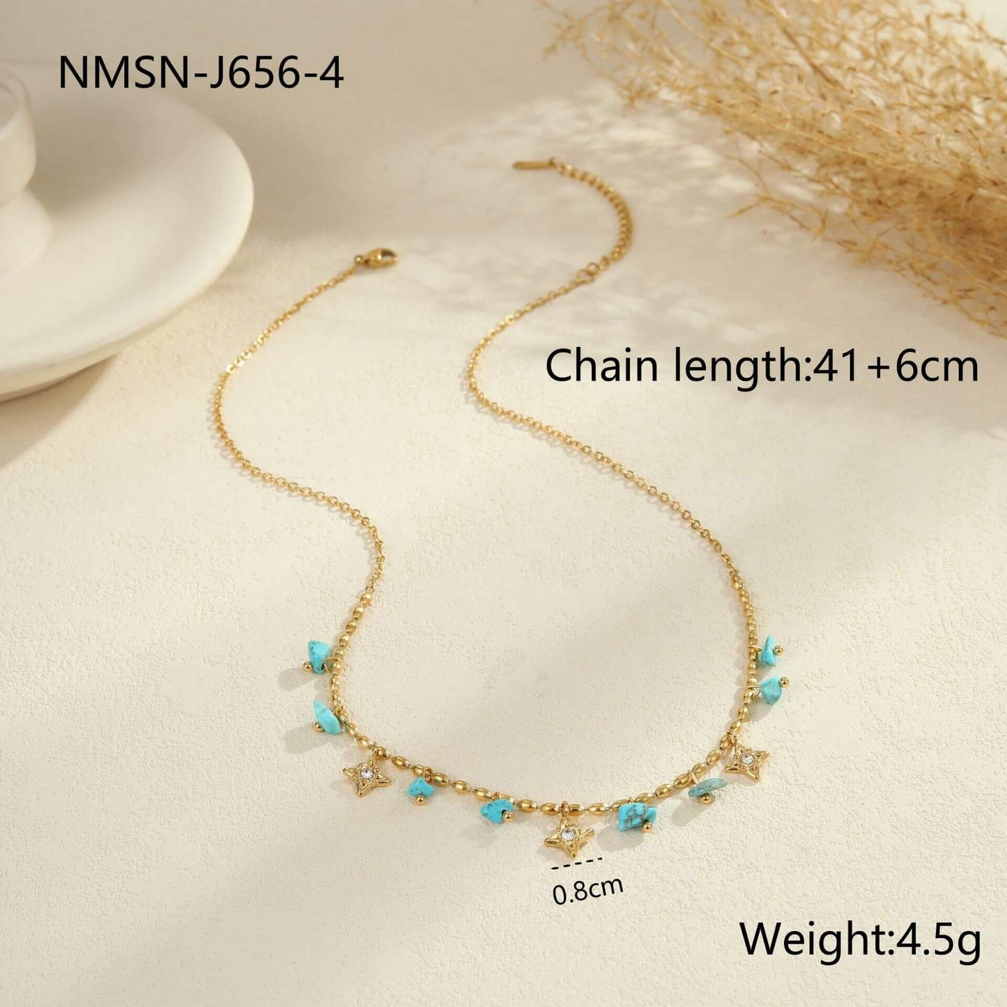 Gold Turquoise Pendant Necklace