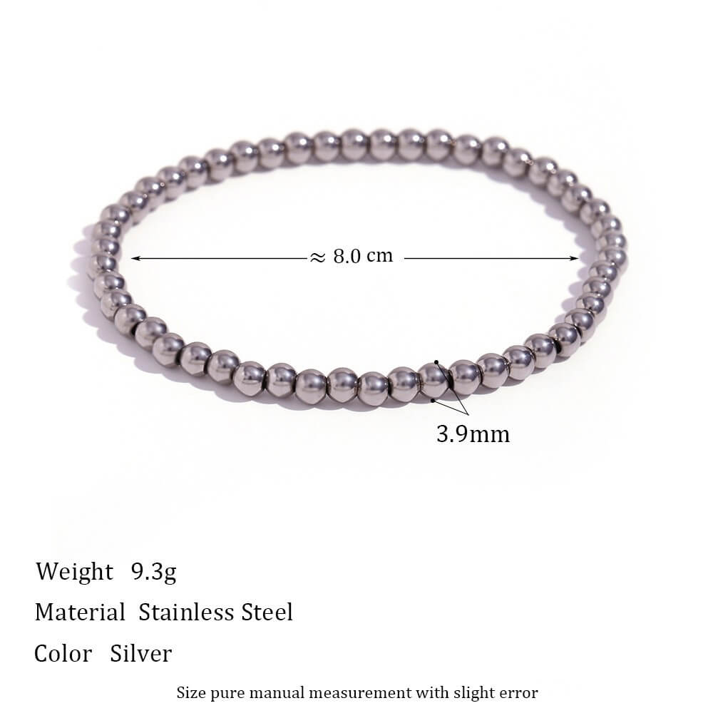 Minimalist Metallic Beaded Stretch Bracelet