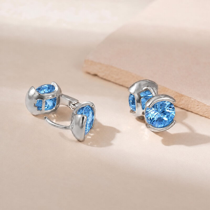 14K Gold Plated Brass Sparkling CZ Huggie Earrings