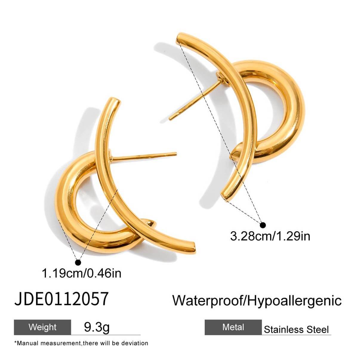 Two Tone Curved Hoop Earrings