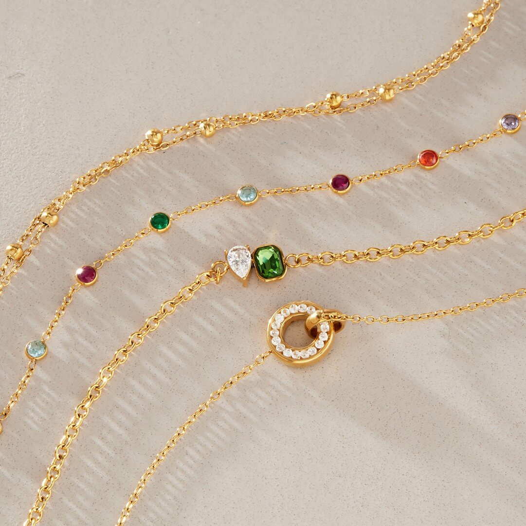Colorful Zircon Layered Bracelets