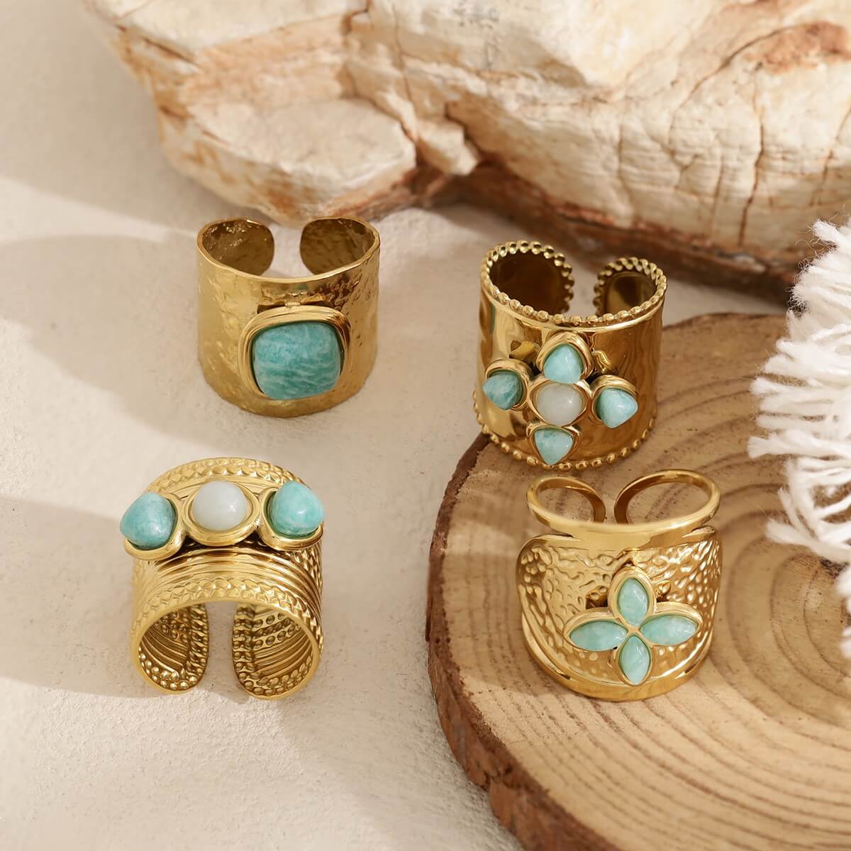 Boho Turquoise Wide Band Ring