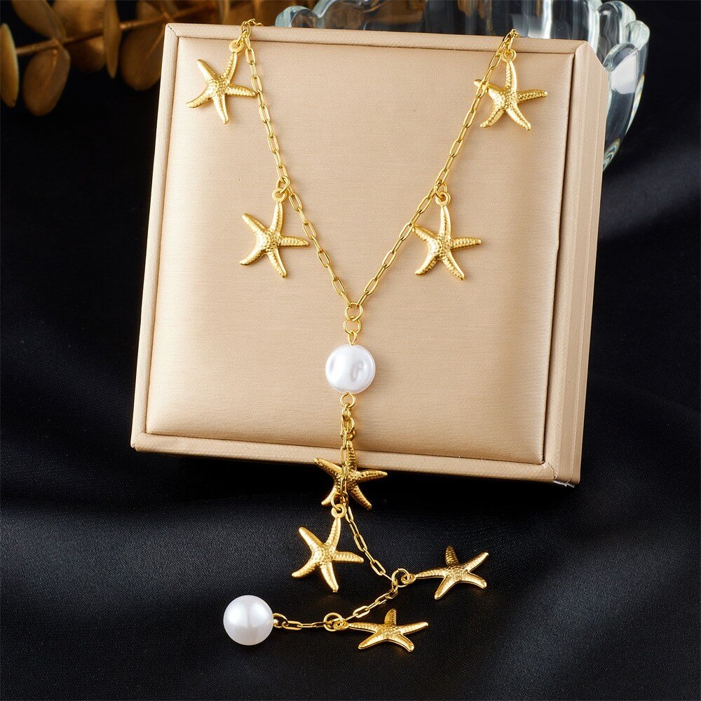 Stainless Steel Y-Lariat Drop Charm Necklace