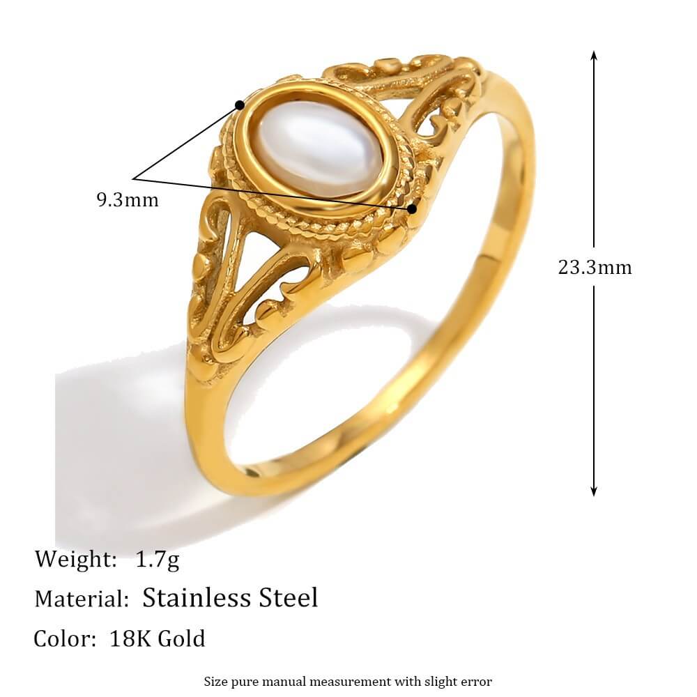 Vintage Filigree Mother of Pearl Oval Ring
