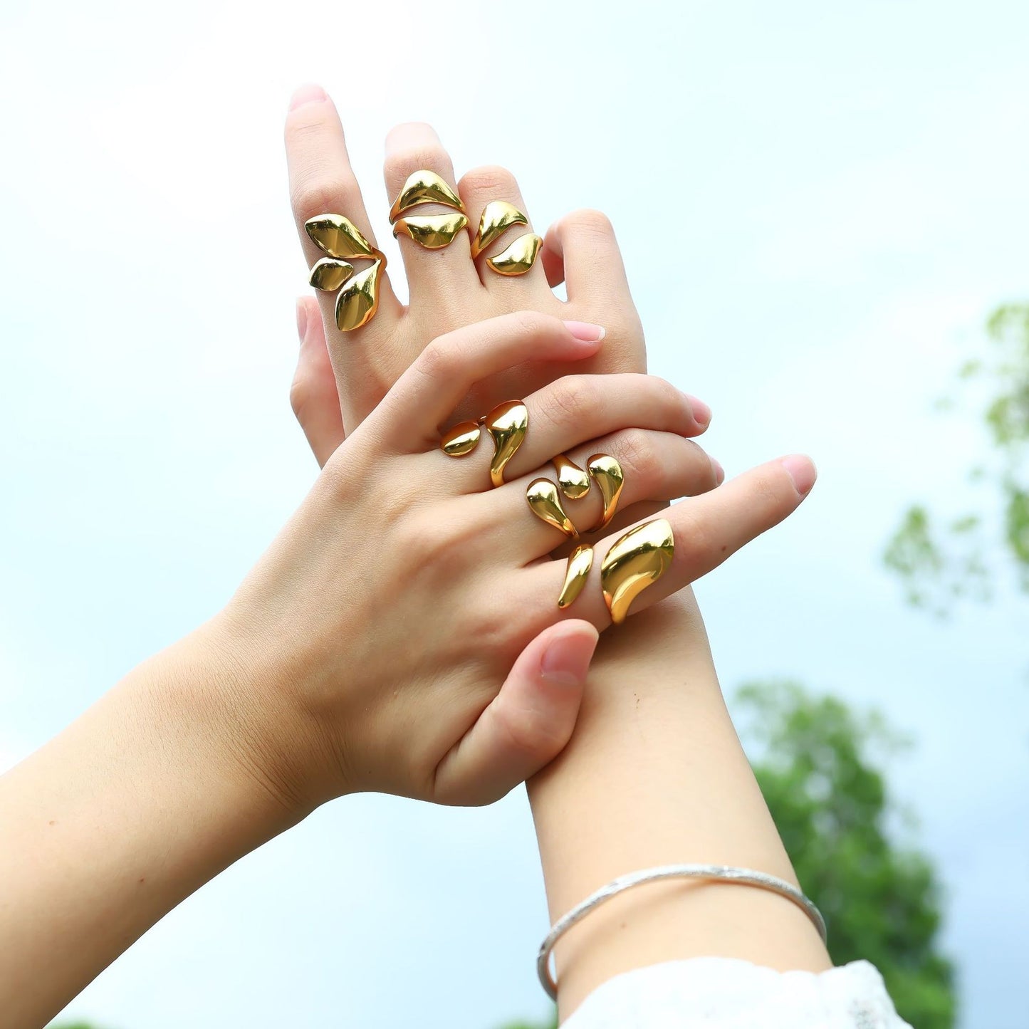 Chunky Liquid Metal Open Statement Ring