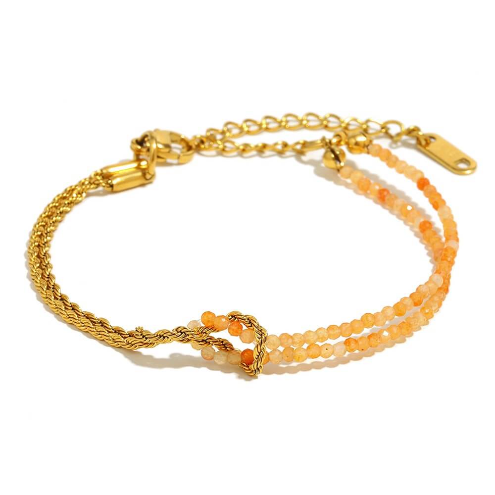 Boho Natural Gemstone Beaded Rope Chain Bracelet